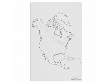 Mapa Severní Ameriky – vodní toky, slepá, 50 listů