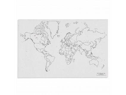 Mapa světa – politická s jezery, slepá, 50 listů
