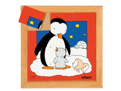 Animals puzzles - Mother and child - penguin (12 pieces)