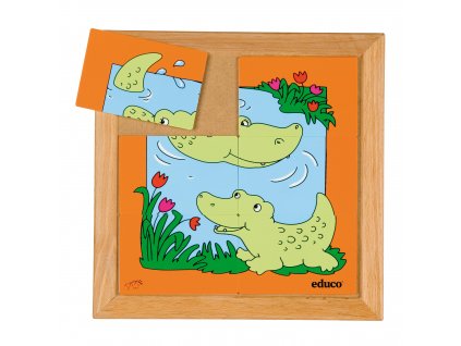 Animals puzzles - Mother and child - crocodile (6 pieces)