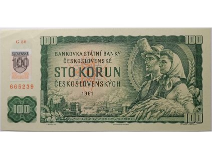 100 Kčs 1961 G80 SR kolok