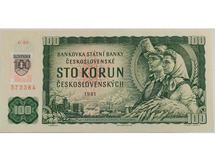 100 Kčs 1961 G80 SR kolok