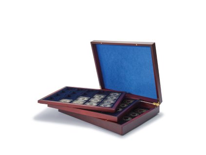 volterra trio presentation case each for 20 quadrum coin capsules 50x50mm blue