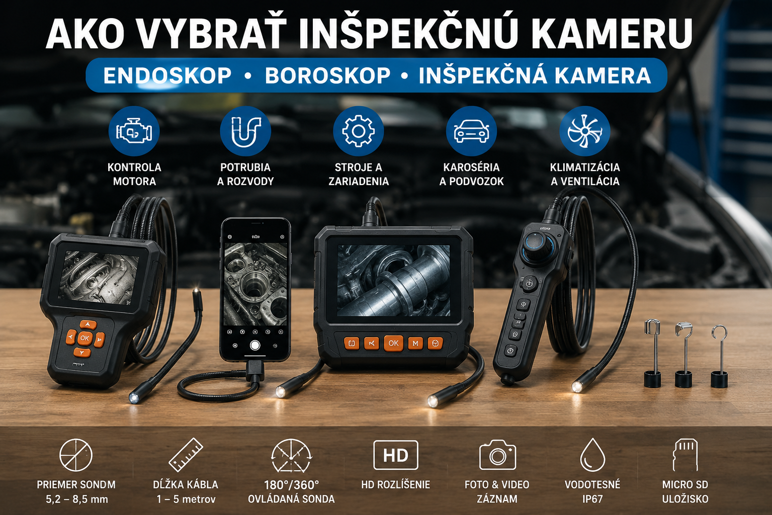Ako vybrať inšpekčnú kameru, endoskop alebo boroskop do autoservisu