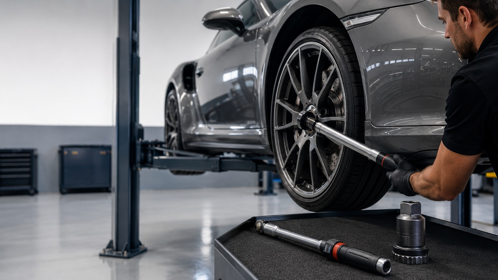 Centrálna matica Porsche Center-lock: hlavica, momentový kľúč a správny postup