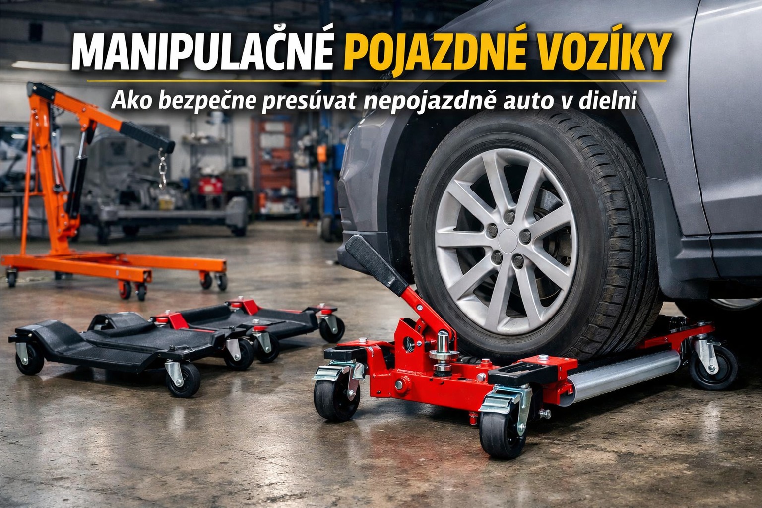 Manipulačné pojazdné vozíky: ako bezpečne presúvať nepojazdné auto v dielni