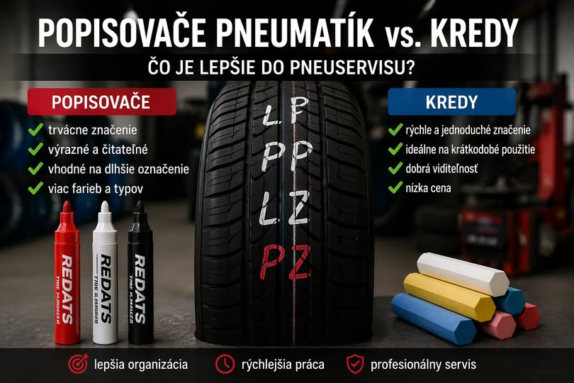 Popisovače pneumatík vs. kriedy: čo je lepšie do pneuservisu?
