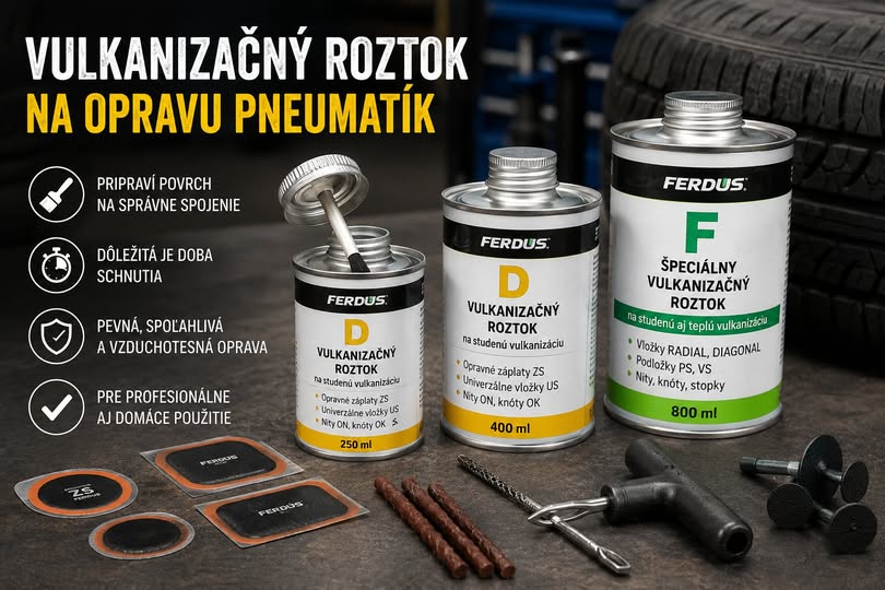 Lepidlá a vulkanizačné roztoky na opravu pneumatík
