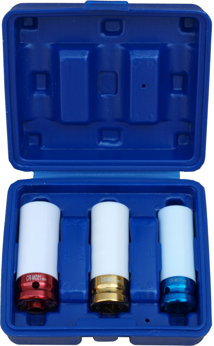 BJC Sada rázových nadstavcov 17/19/21 mm – s plastovou ochranou (1/2", 80 mm)