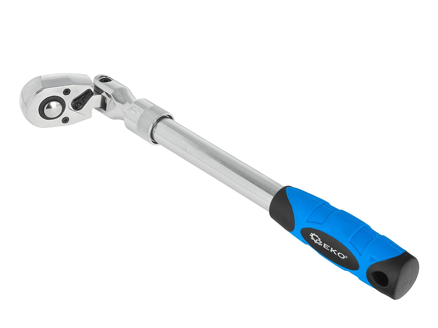 GEKO – teleskopická račňa 1/2" s kĺbovou hlavou 370–510 mm (72 zubov, CrV)