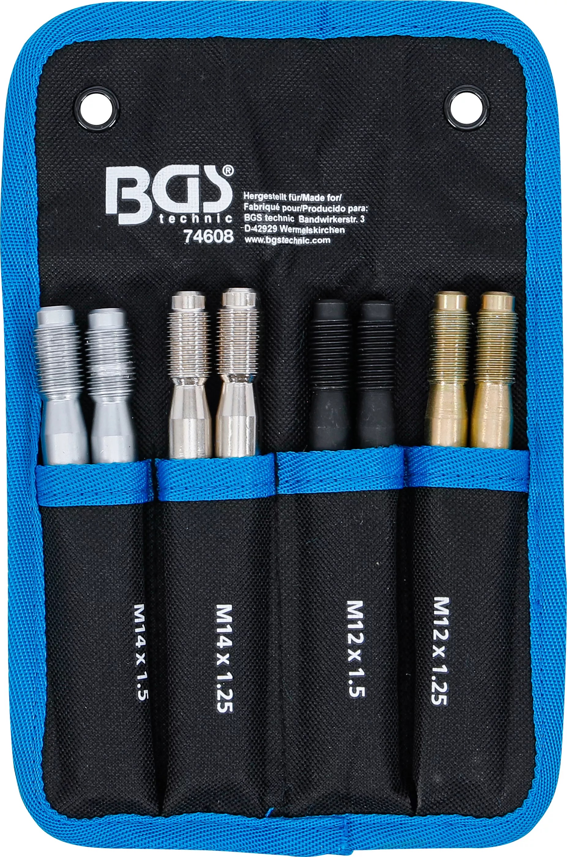 BGS Technics Montážne vodiace skrutky kolies – sada 8 ks (M12/M14; 1,25/1,5)