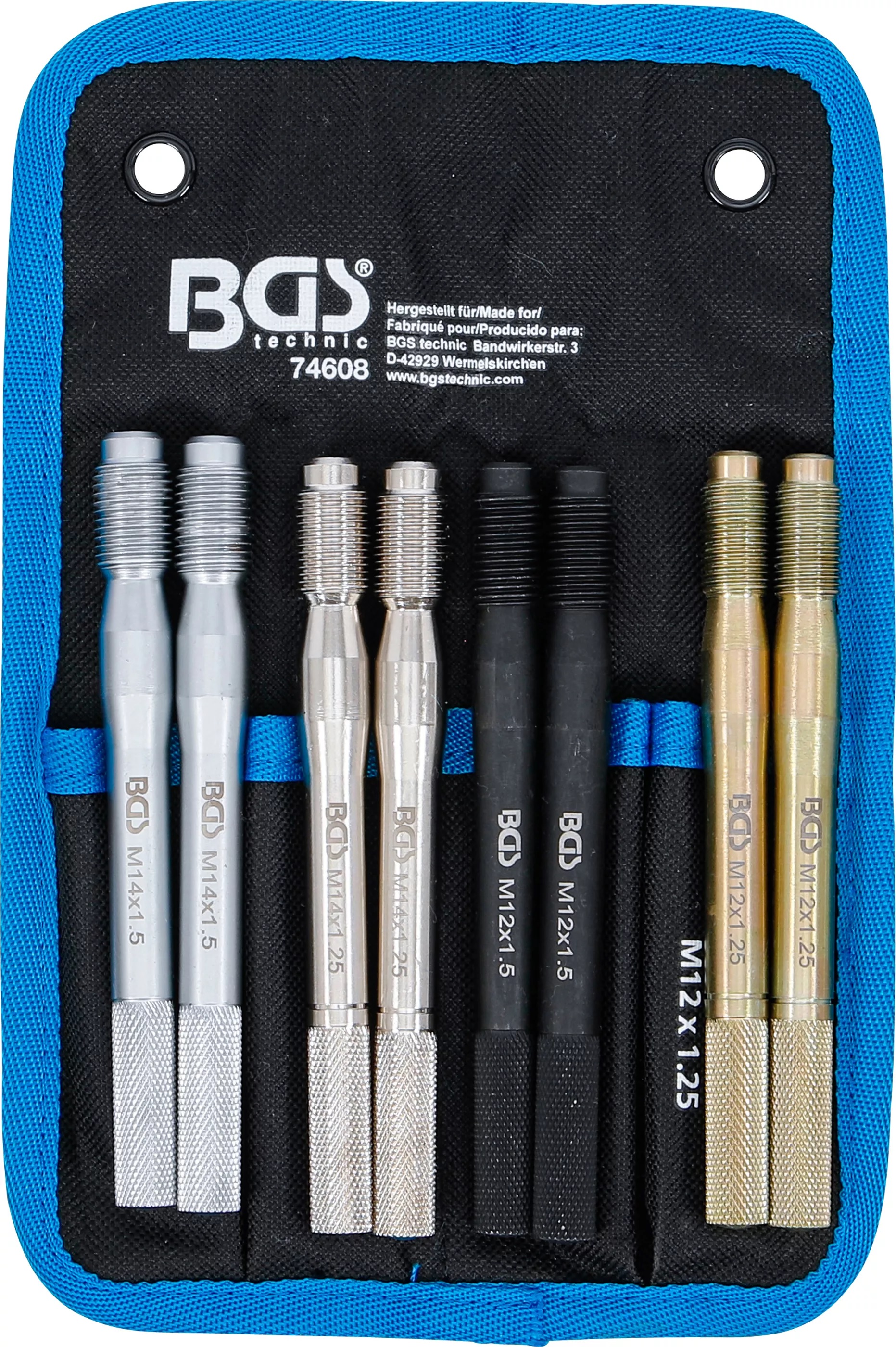 BGS Technics Montážne vodiace skrutky kolies – sada 8 ks (M12/M14; 1,25/1,5)