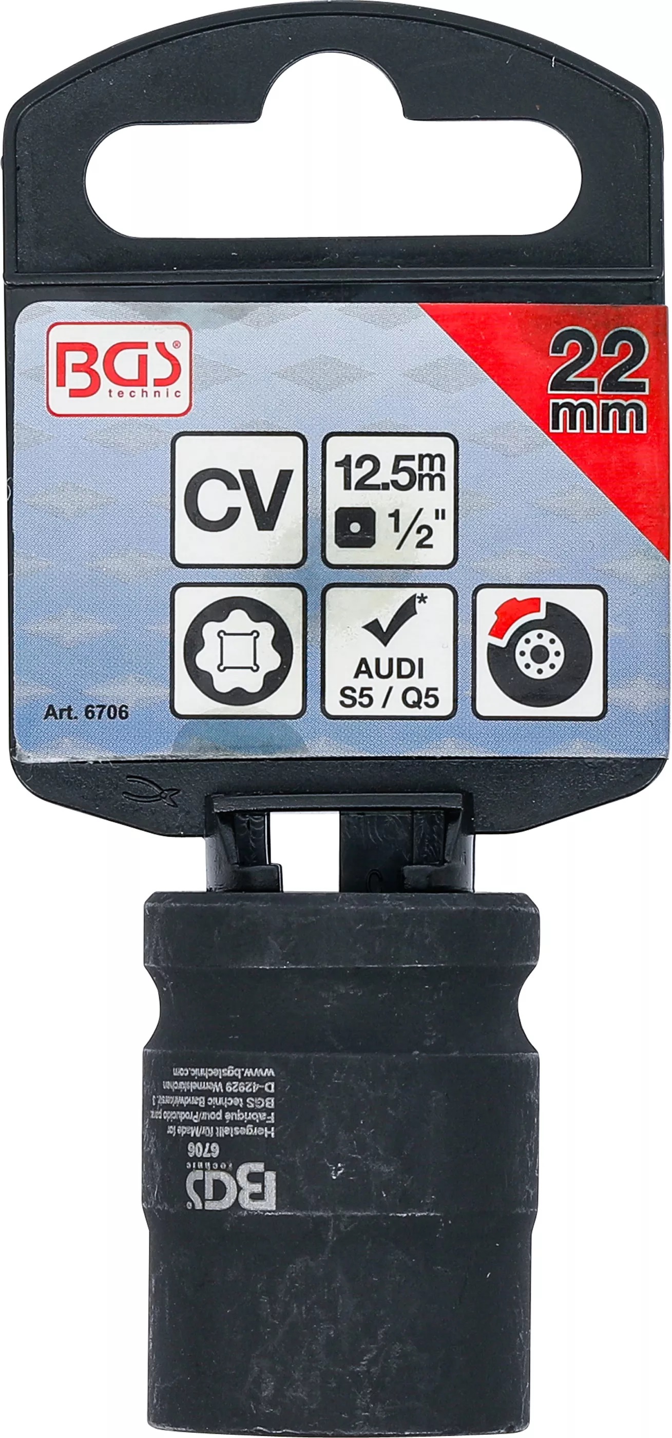BGS Technics BGS 6706 – špeciálny nástavec na brzdové strmene Audi S5/Q5 (SW 22 mm)
