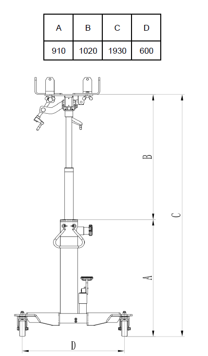 Ferdus Hydraulický zdvihák motorov a prevodoviek STL600 (600 kg)