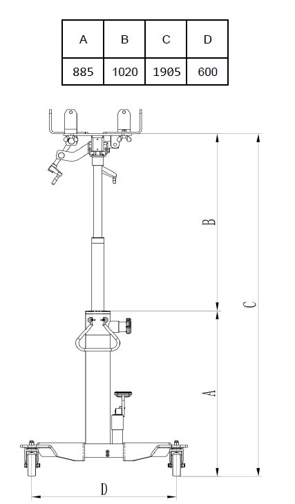 Hydraulický zdvihák motorov a prevodoviek FERDUS STL1000 (1000 kg)