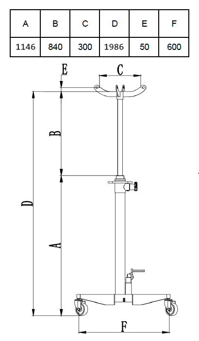 Hydraulický zdvihák motorov a prevodoviek FERDUS ST600 (600 kg)