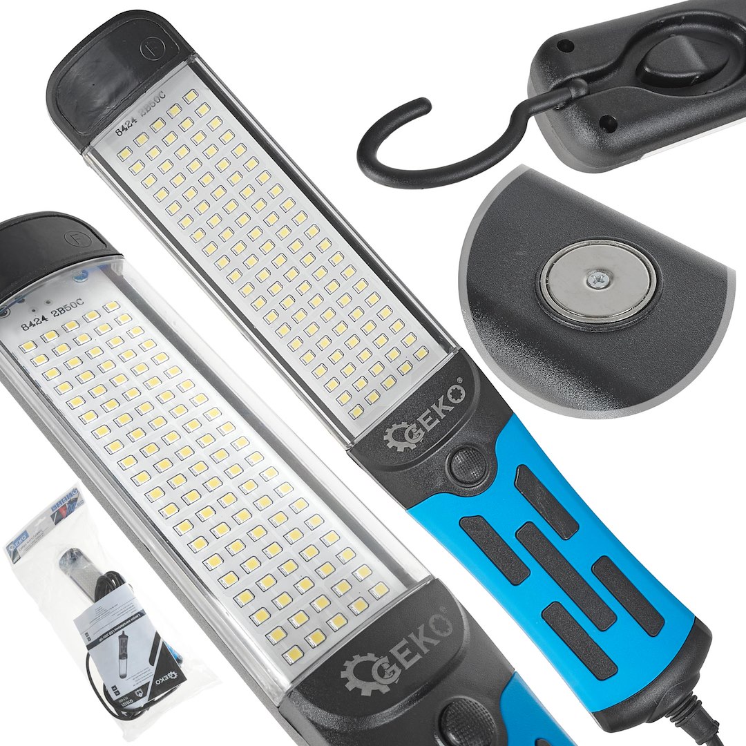 Geko LED dielenská lampa 230V, 15W – magnet, hák, kábel 5 m