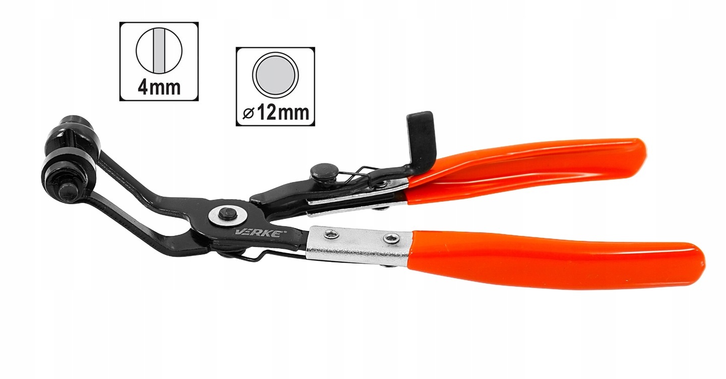 VERKE Vyhnuté kliešte na rozperné hadicové spony 230 mm