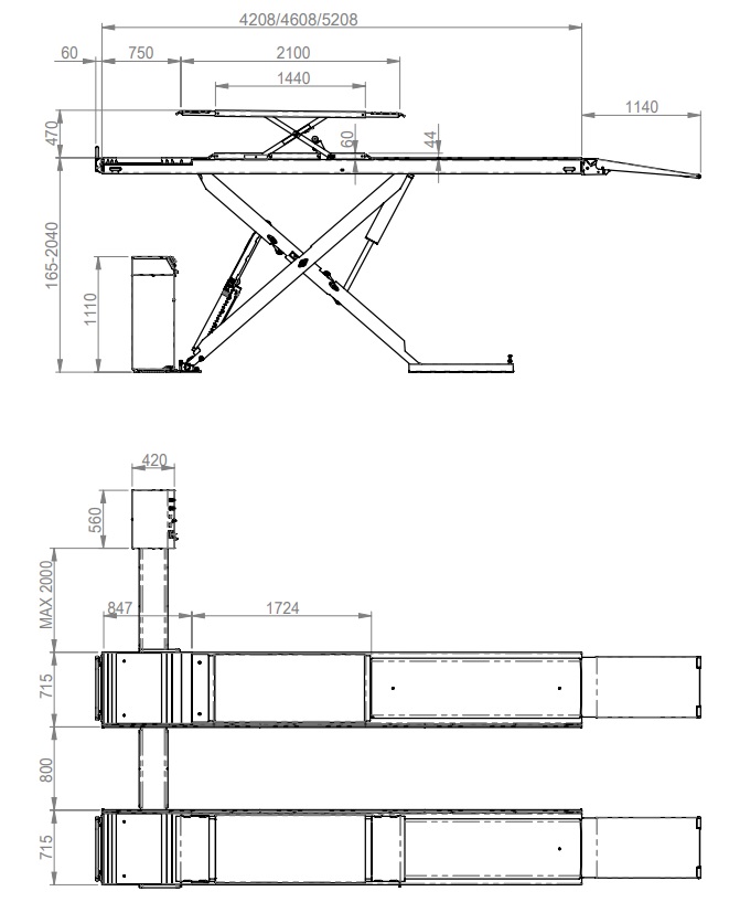 Nožnicový zdvihák pre geometriu vozidiel FERDUS GAMMA550 – 5,5 t (SET s montážou na podlahu)