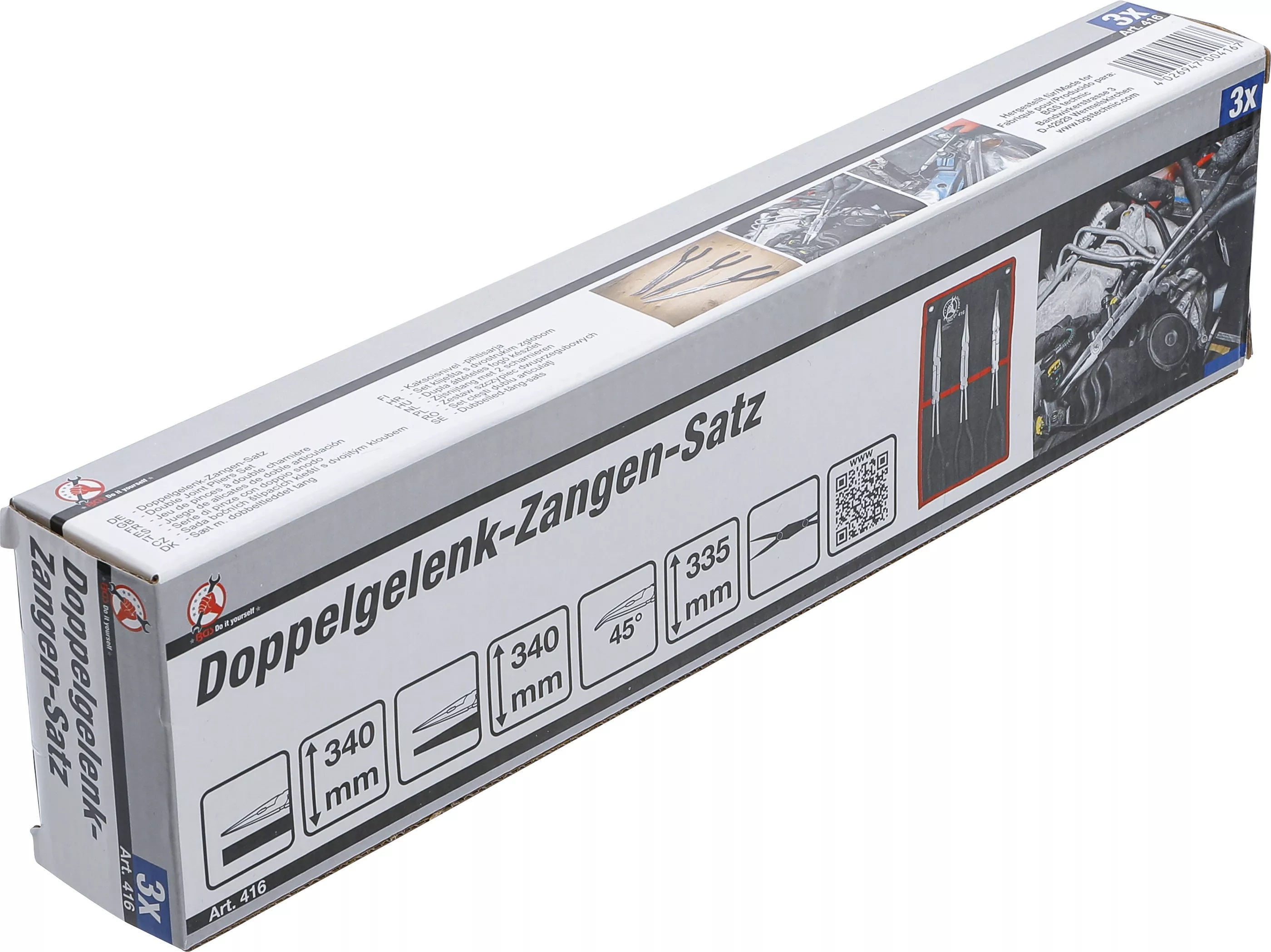 BGS Technics Sada klieští s dvojitým kĺbom – 3-dielna
