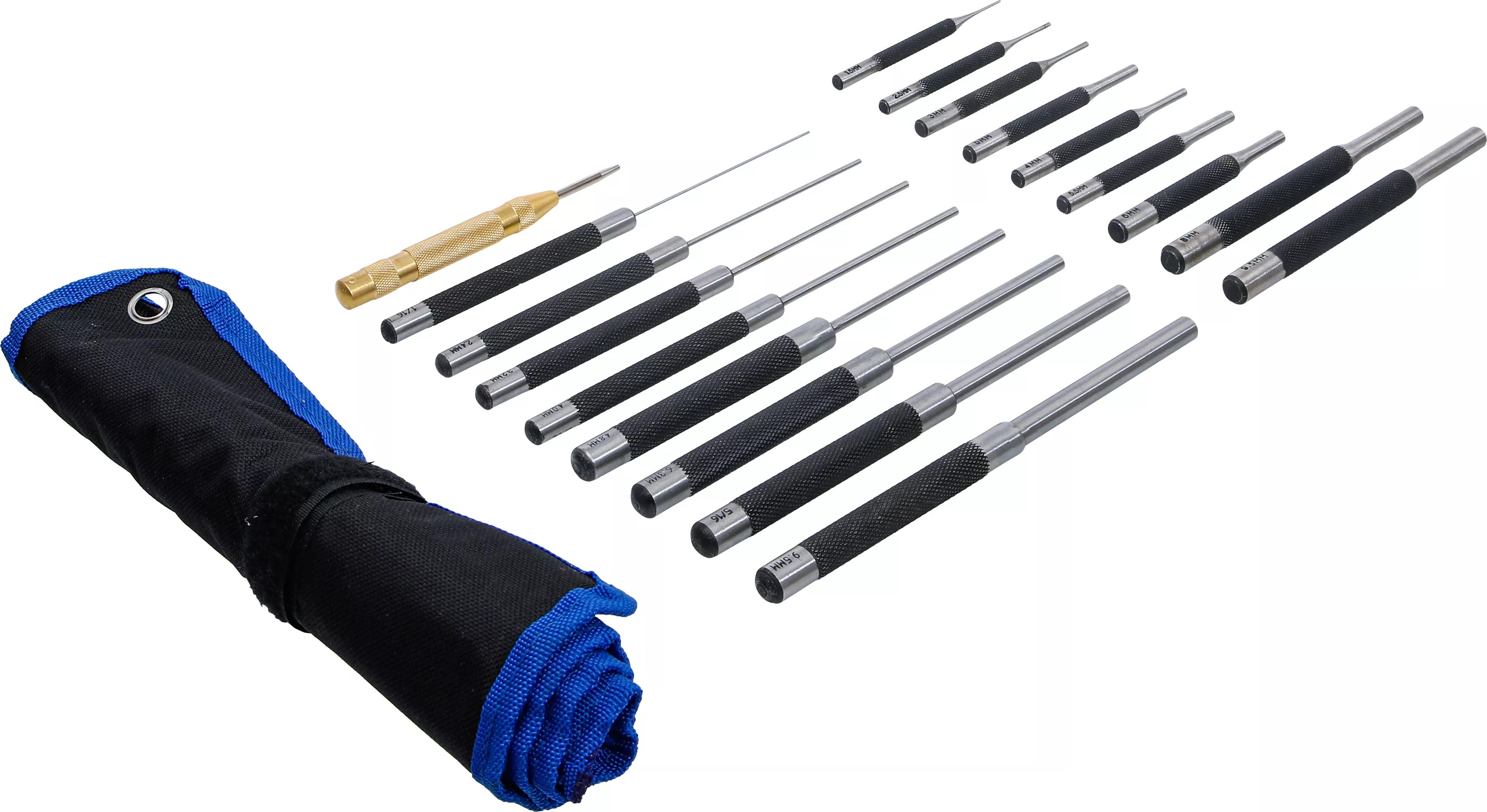 BGS Technics Sada vyrážačov čapov 100–200 mm + hrotovač – 18 ks