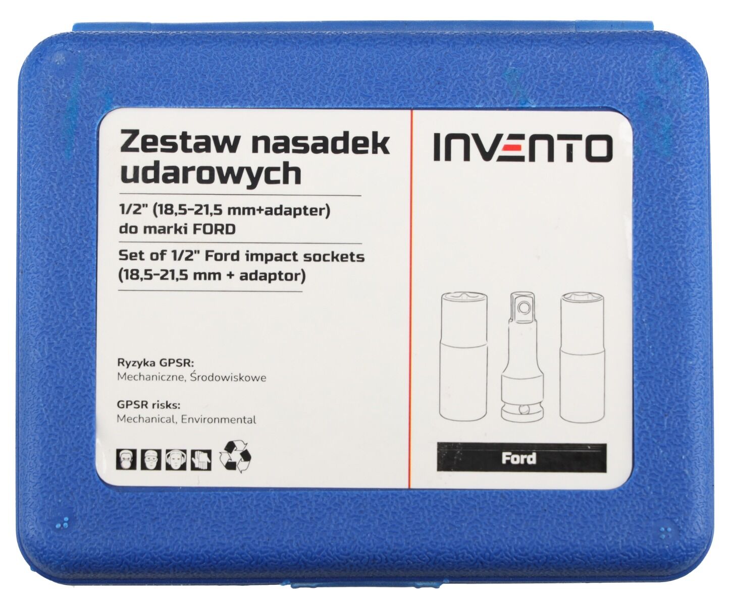 INVENTO – sada rázových hlavíc 1/2" pre FORD (predĺženie 75 mm)