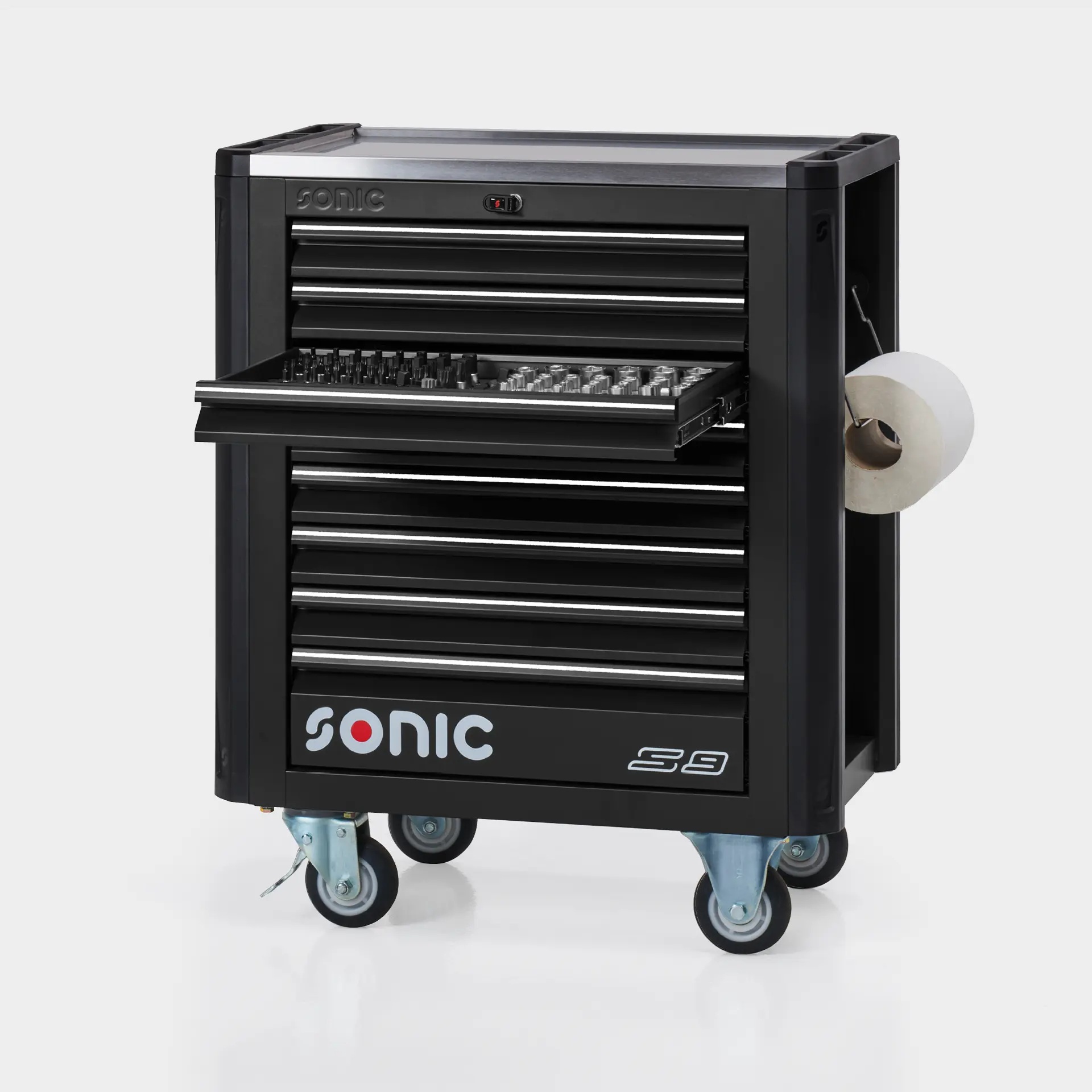 SONIC NEXT S9 Black – dielenský vozík s náradím 429 ks