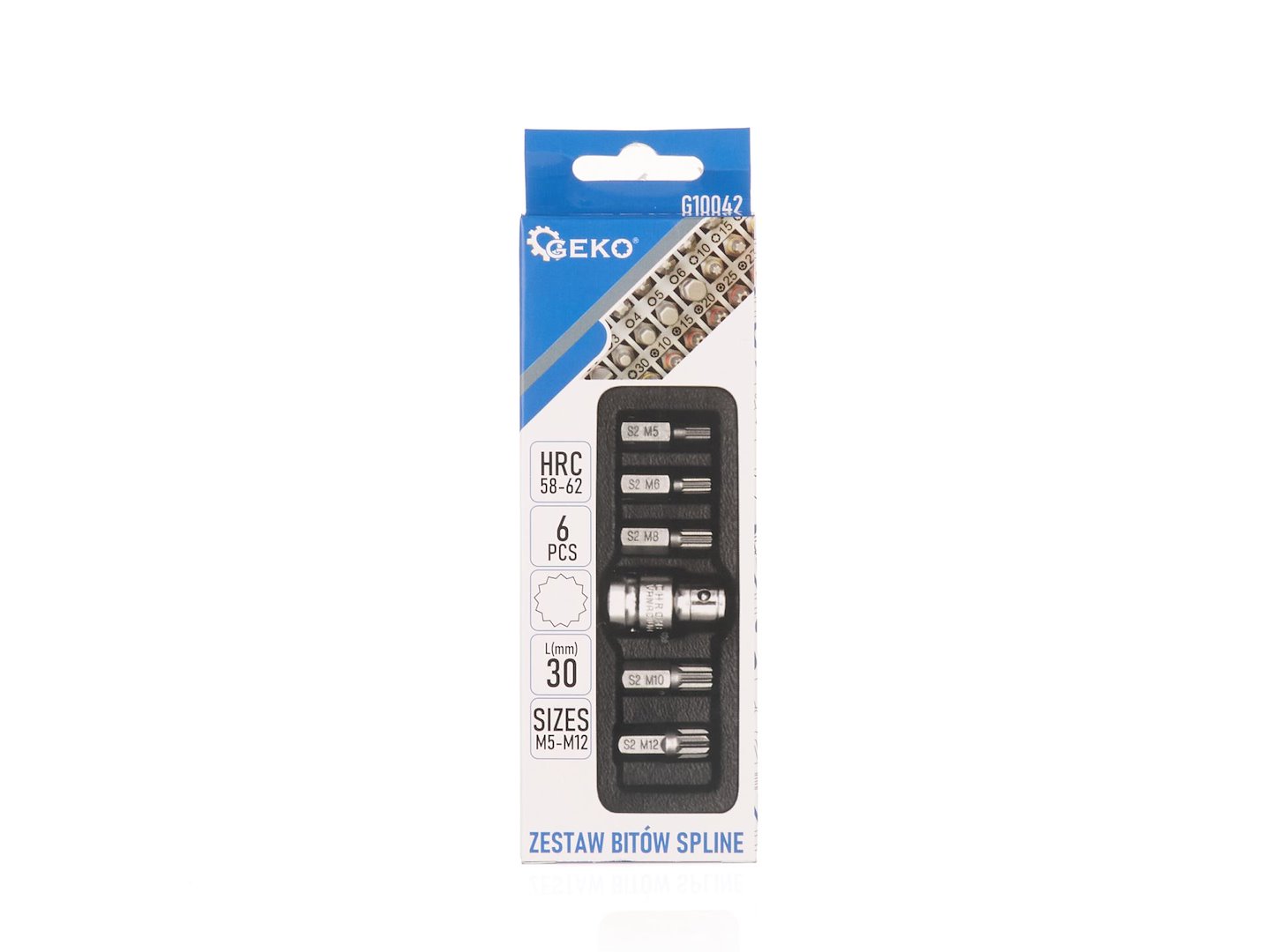 Geko Sada bitov SPLINE M5–M12 s adaptérom 1/2", 6 ks