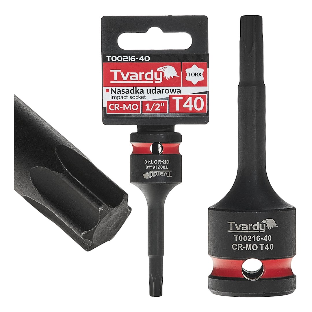 Tvardy Rázová zástrčná hlavica TORX T40 1/2" CR-MO