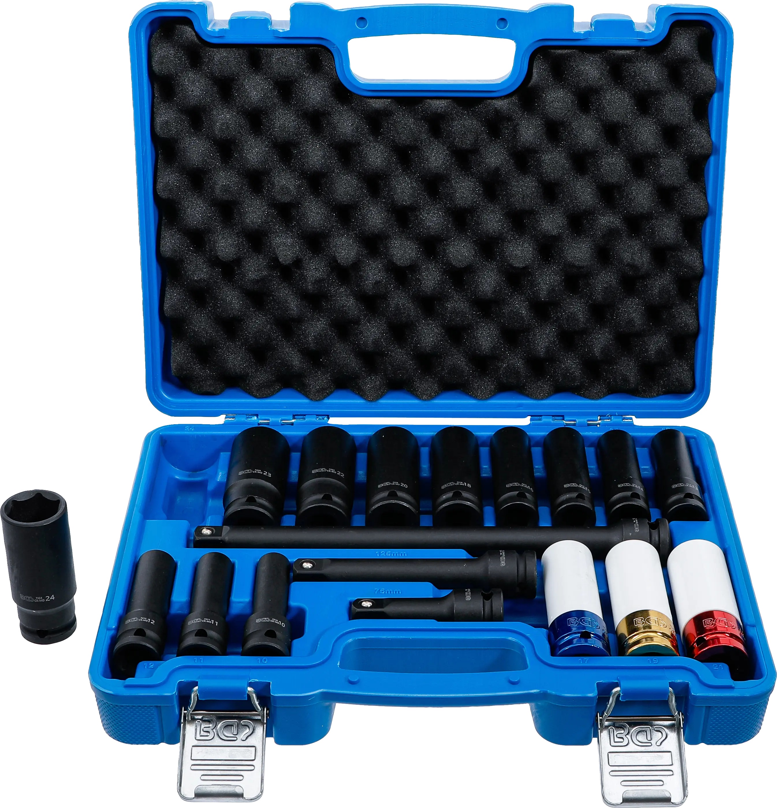 BGS Technics BGS 5202 – sada rázových hlavíc a ochranných hlavíc 1/2", 18 ks