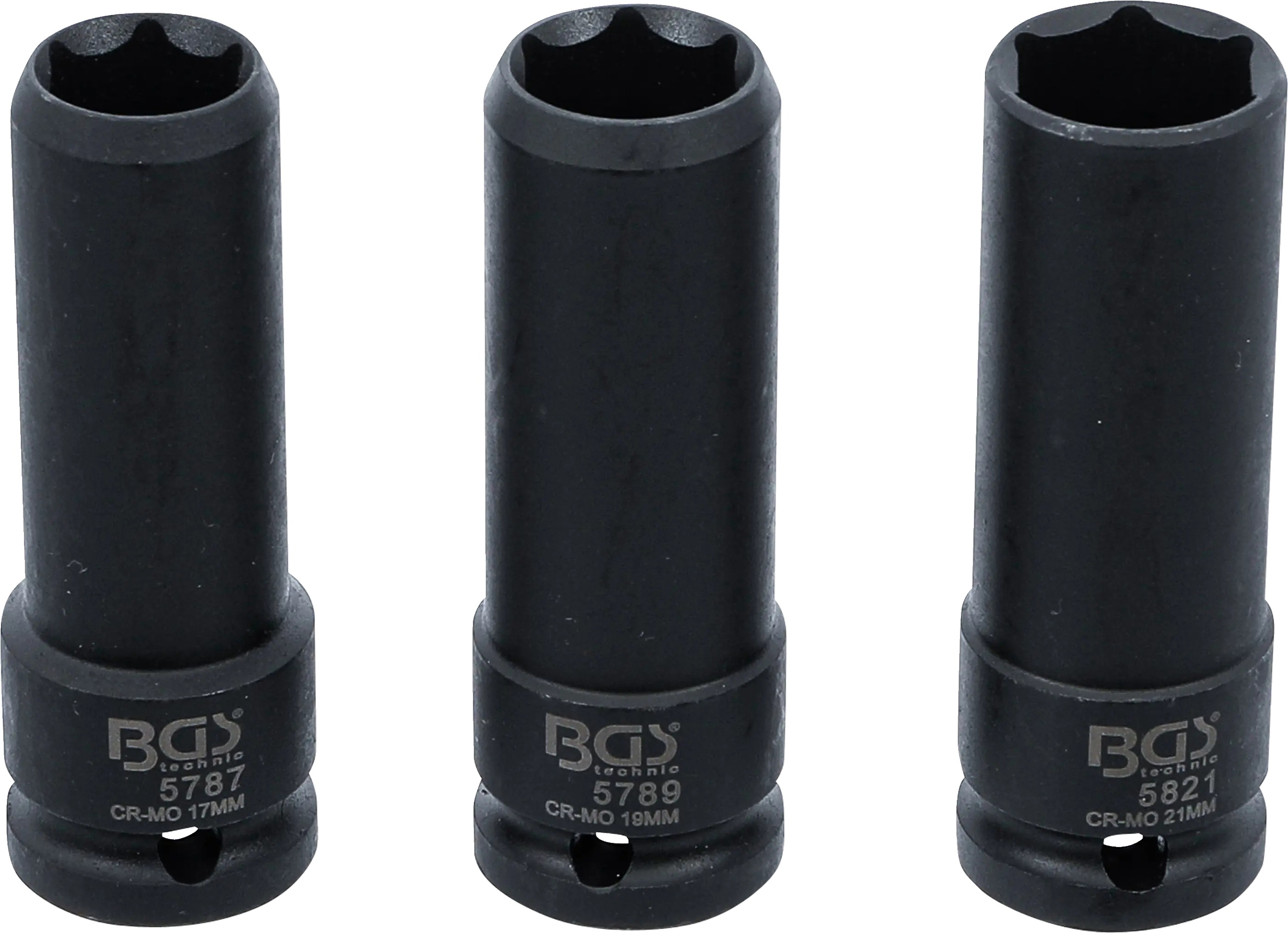 BGS Technics BGS sada špeciálnych rázových hlavíc na podložky kolies 1/2" 17–21 mm, 3 ks