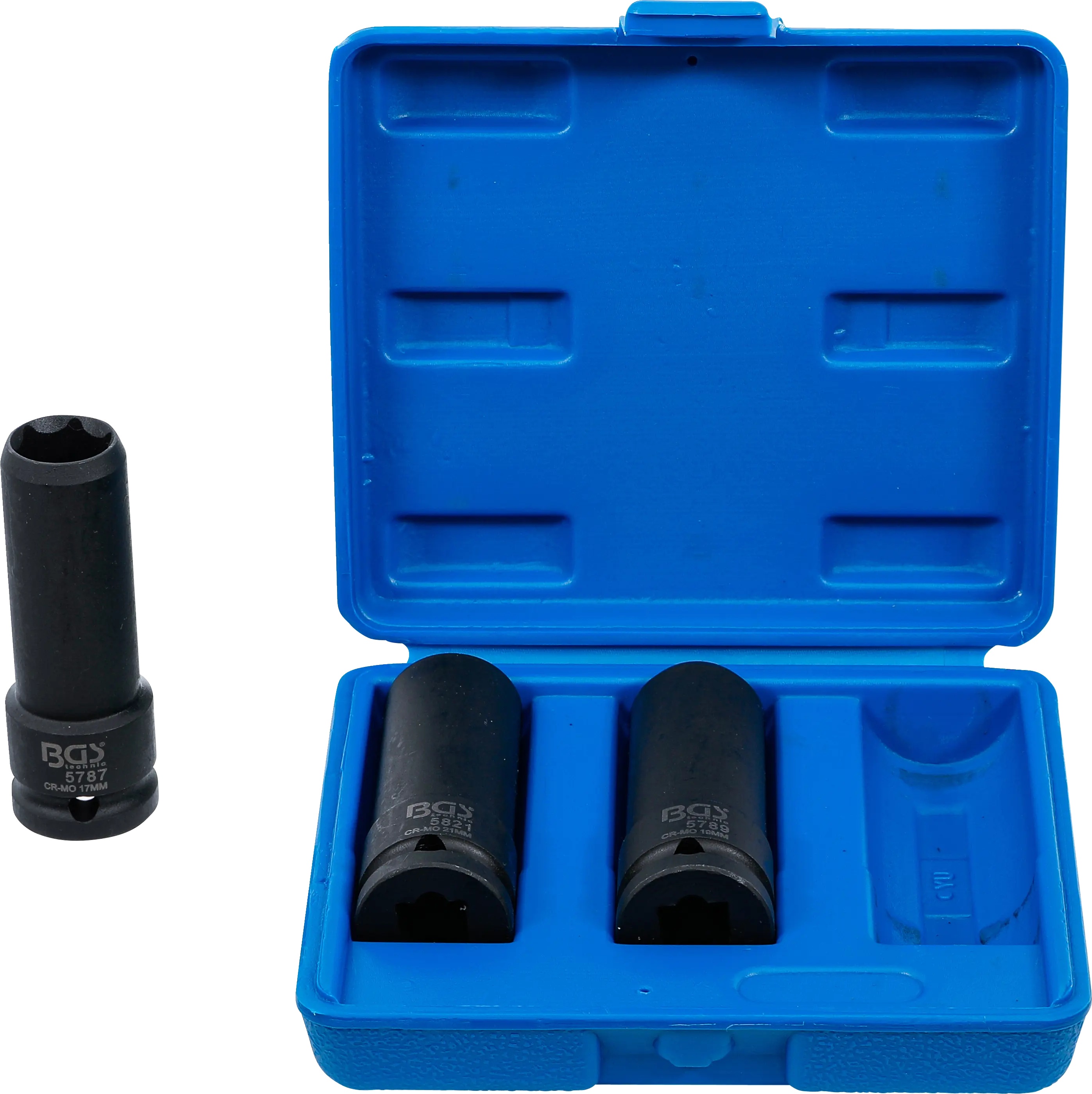 BGS Technics BGS sada špeciálnych rázových hlavíc na podložky kolies 1/2" 17–21 mm, 3 ks