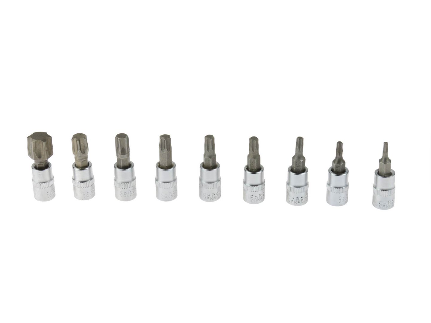 Geko Sada zástrčných hlavíc Torx 1/4", T10–T60, 9 ks