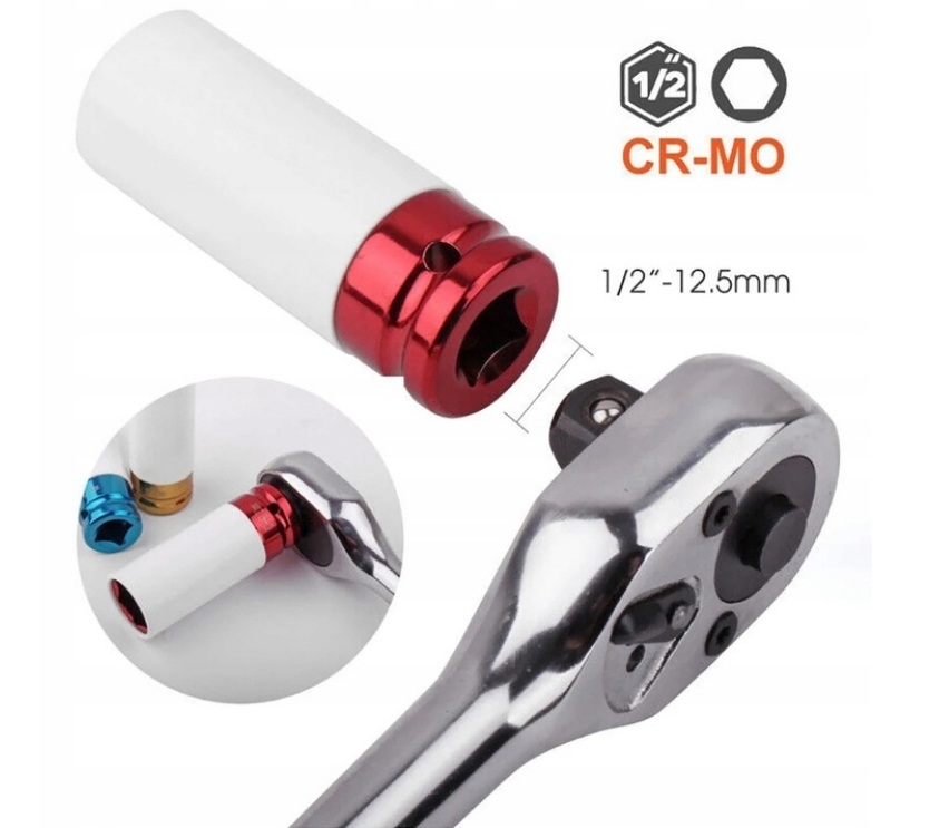 VERKE Sada rázových hlavíc na hliníkové disky 1/2" – 4 ks