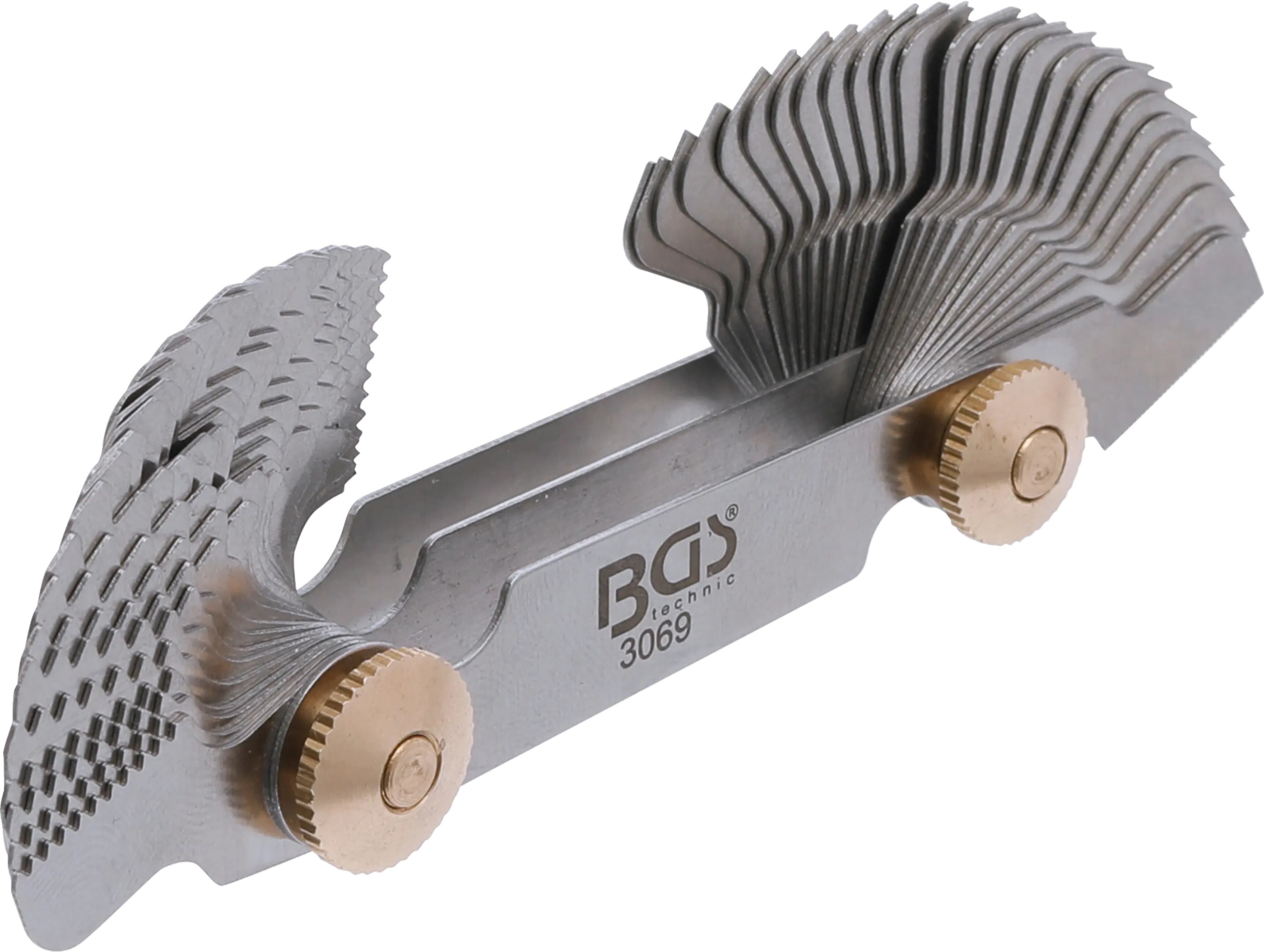 BGS Technics Dvojitá závitová mierka 52 listov, metrická 0,25 – 6,0 mm / Whitworth 4G – 62G BGS