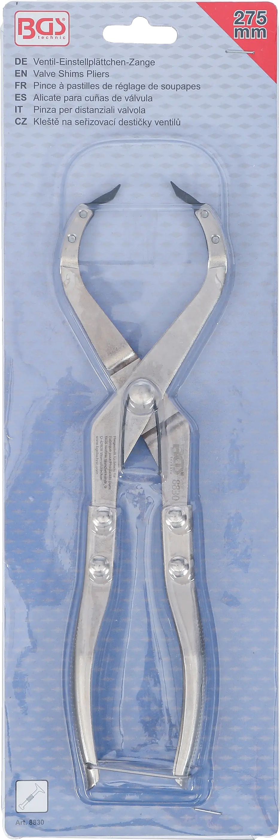 BGS Technics Kliešte na nastavovacie podložky ventilov 275 mm