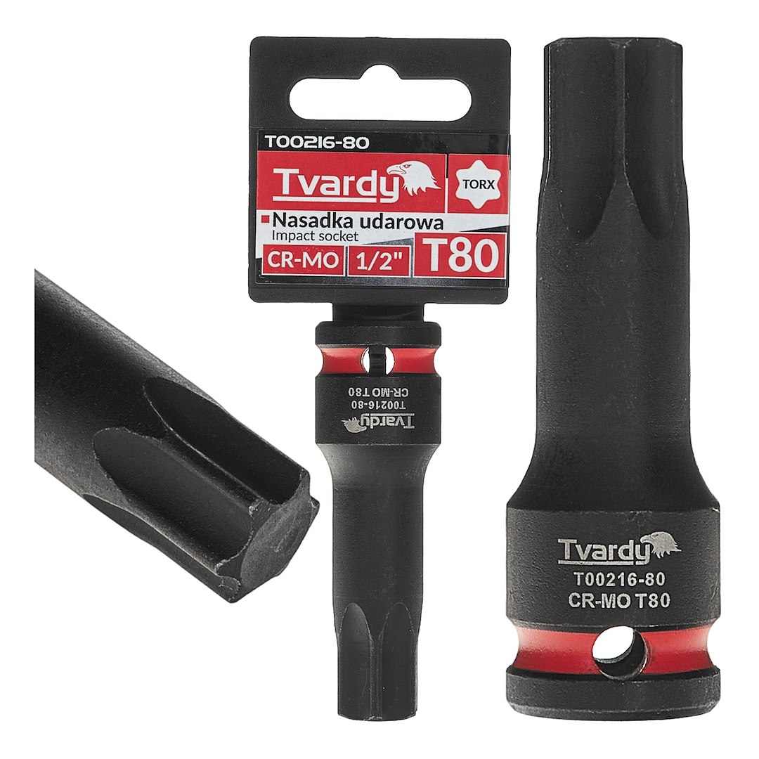 Tvardy Nástrčná hlavica TORX T80 1/2" CR-MO – úderová
