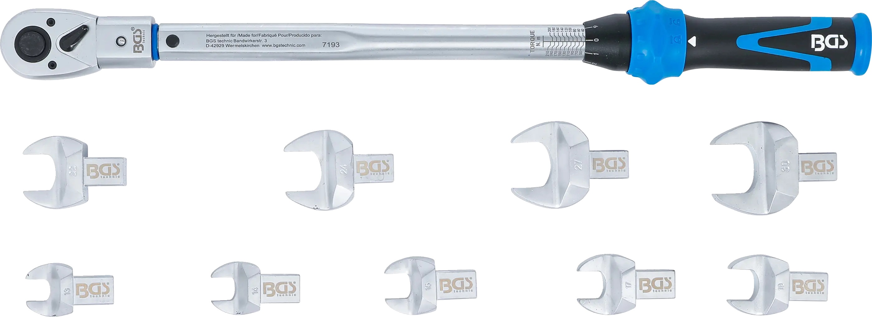 BGS Technics BGS sada momentového kľúča 40–210 Nm pre vložné nástroje 14 × 18 mm – 11 dielov