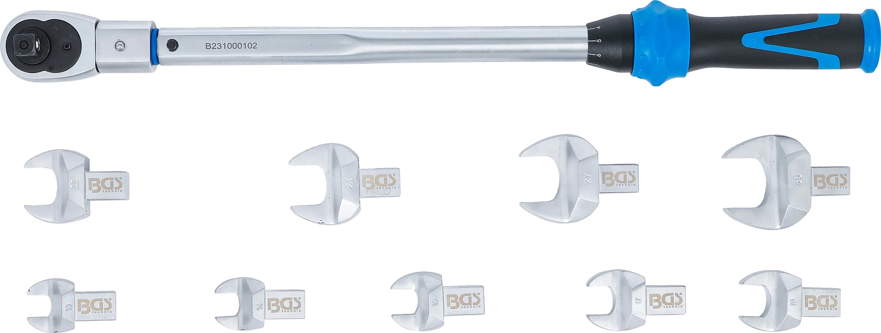 BGS Technics BGS sada momentového kľúča 40–210 Nm pre vložné nástroje 14 × 18 mm – 11 dielov