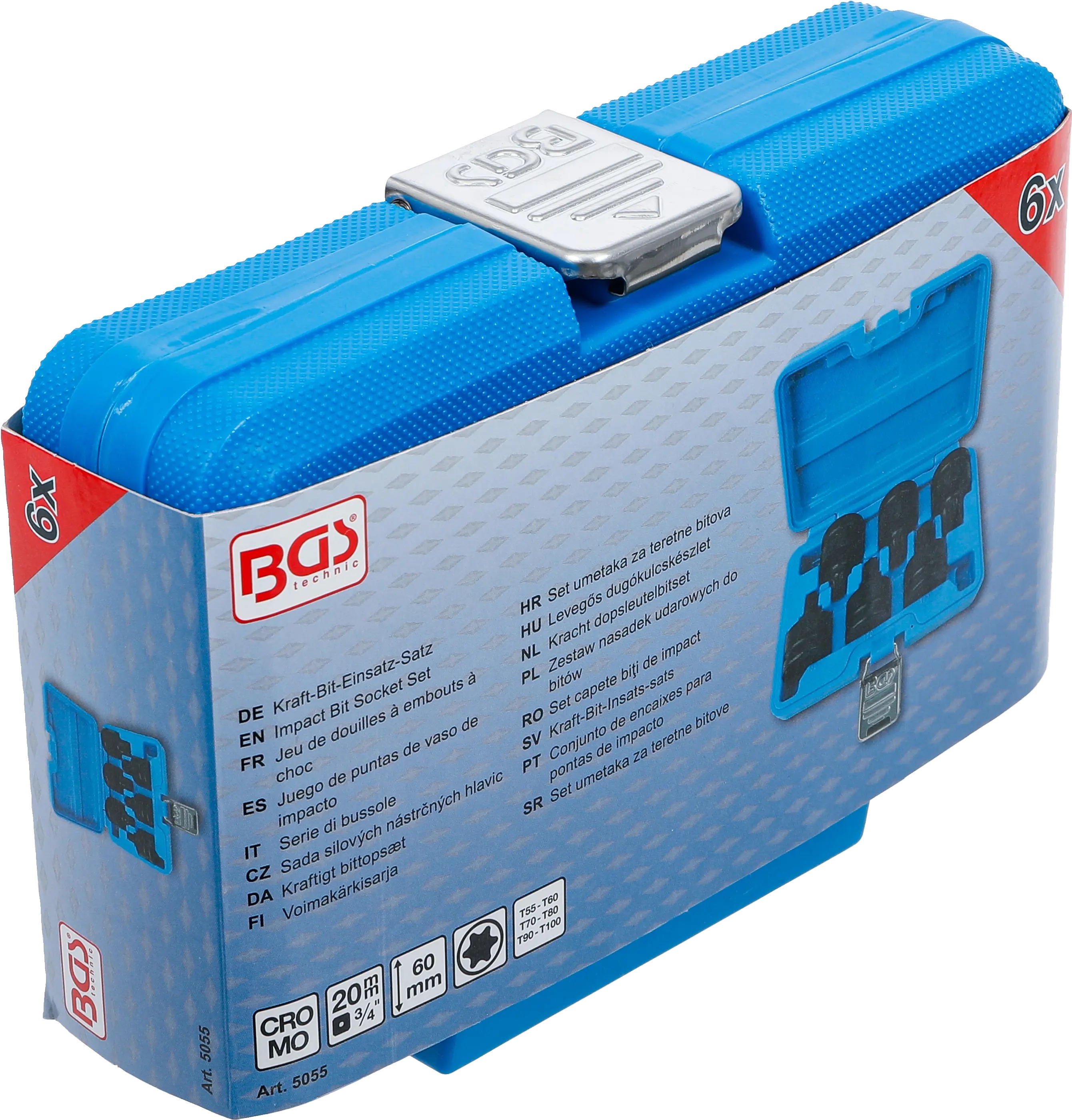 BGS Technics BGS sada silových bitových hlavíc 3/4" T55–T100 – 6 dielov