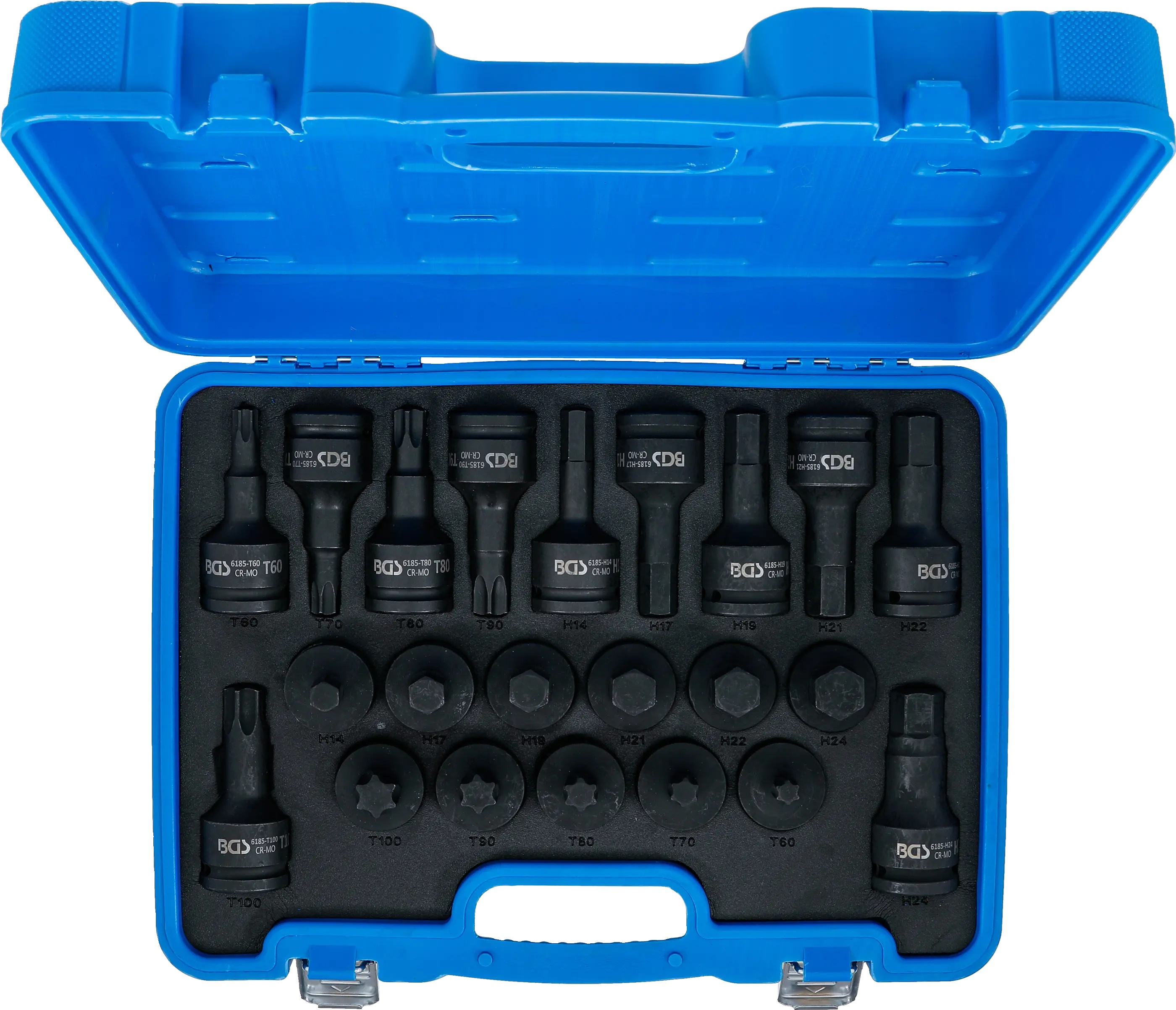 BGS Technics BGS sada silových bitových hlavíc 3/4" – vnútorný šesťhran a Torx, 22 dielov