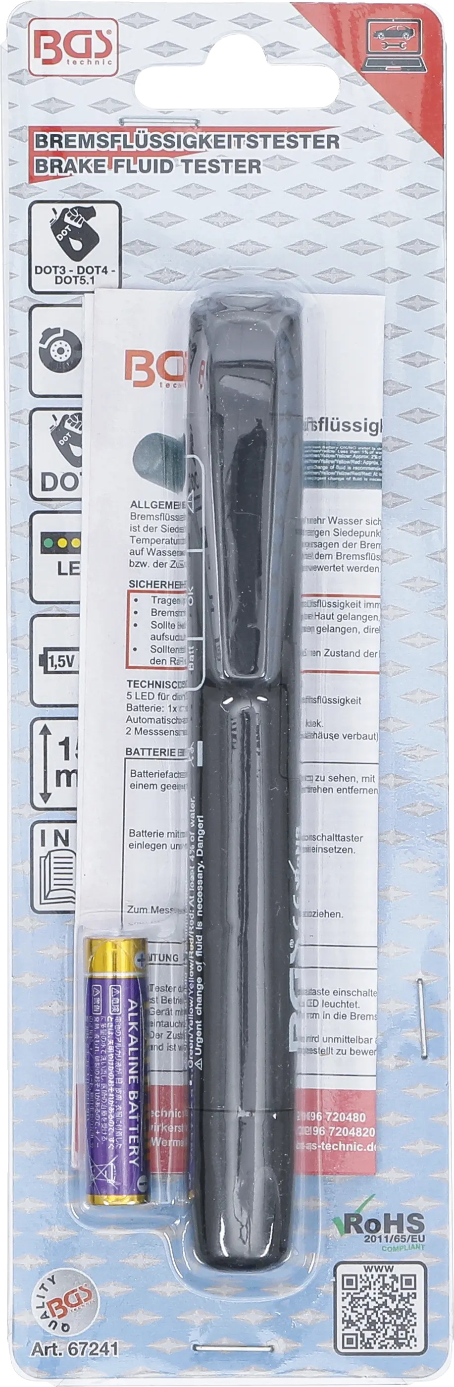 BGS Technics BGS tester brzdovej kvapaliny DOT3, DOT4, DOT5.1