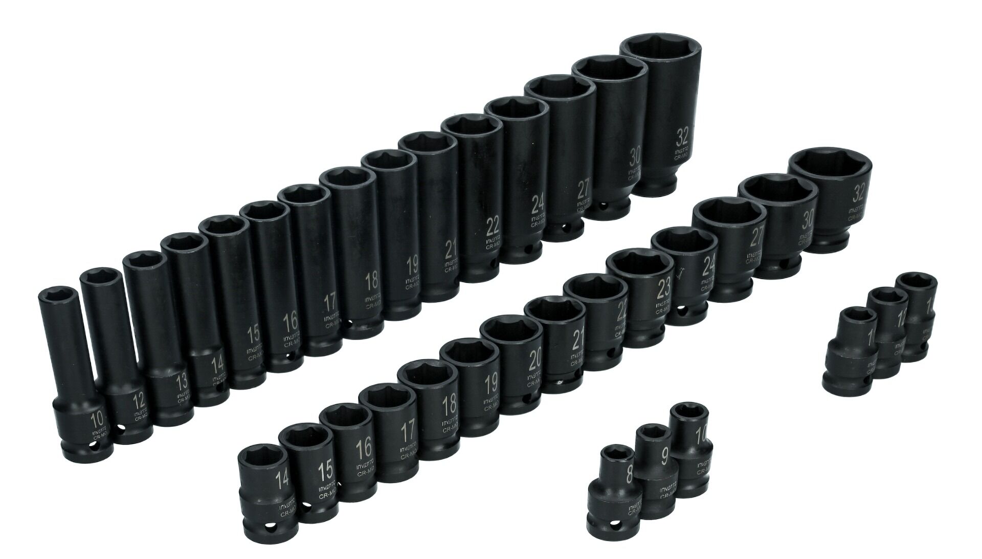 INVENTO sada rázových hlavíc 1/2" – krátke a dlhé, 35 ks