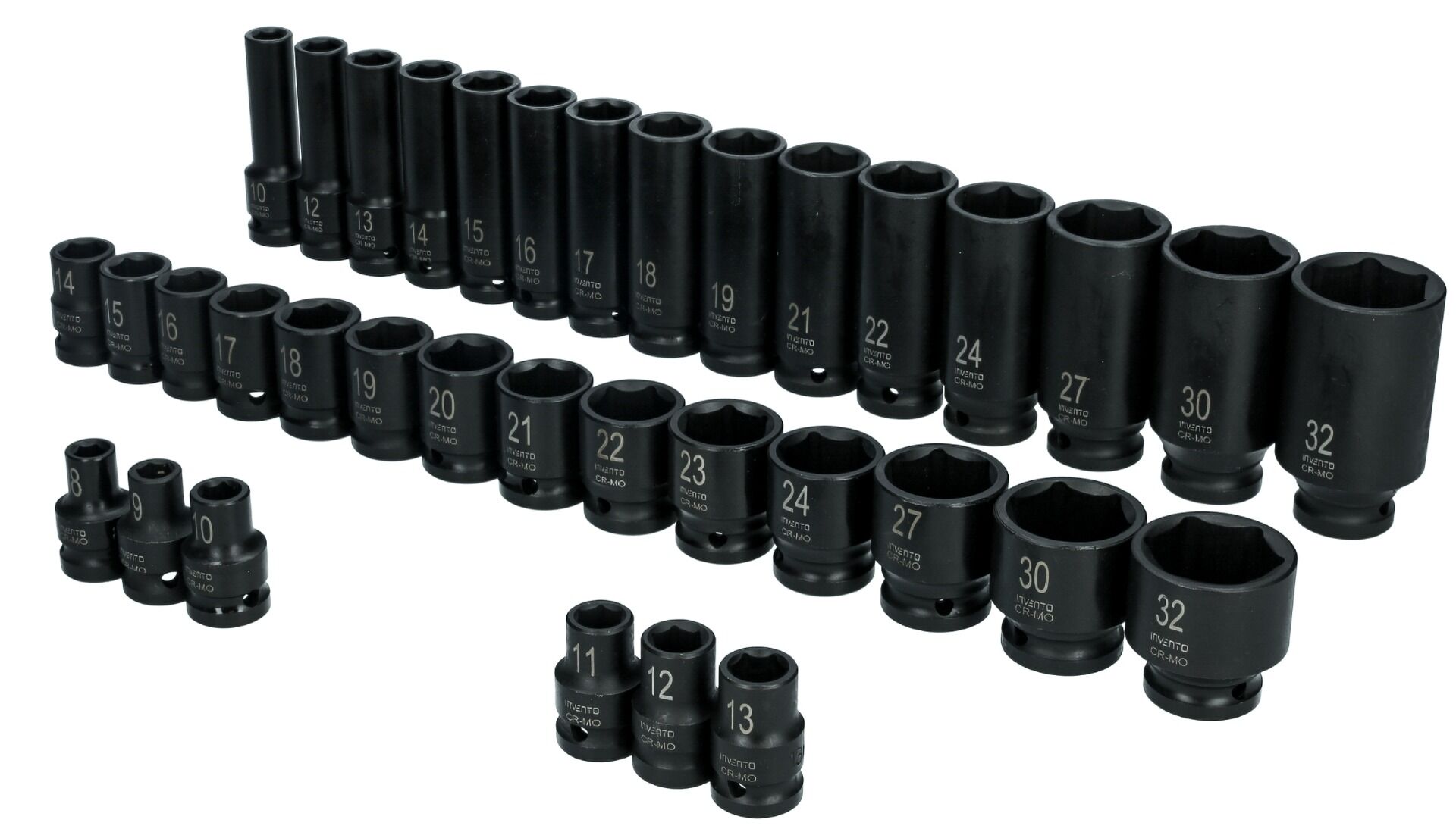 INVENTO sada rázových hlavíc 1/2" – krátke a dlhé, 35 ks