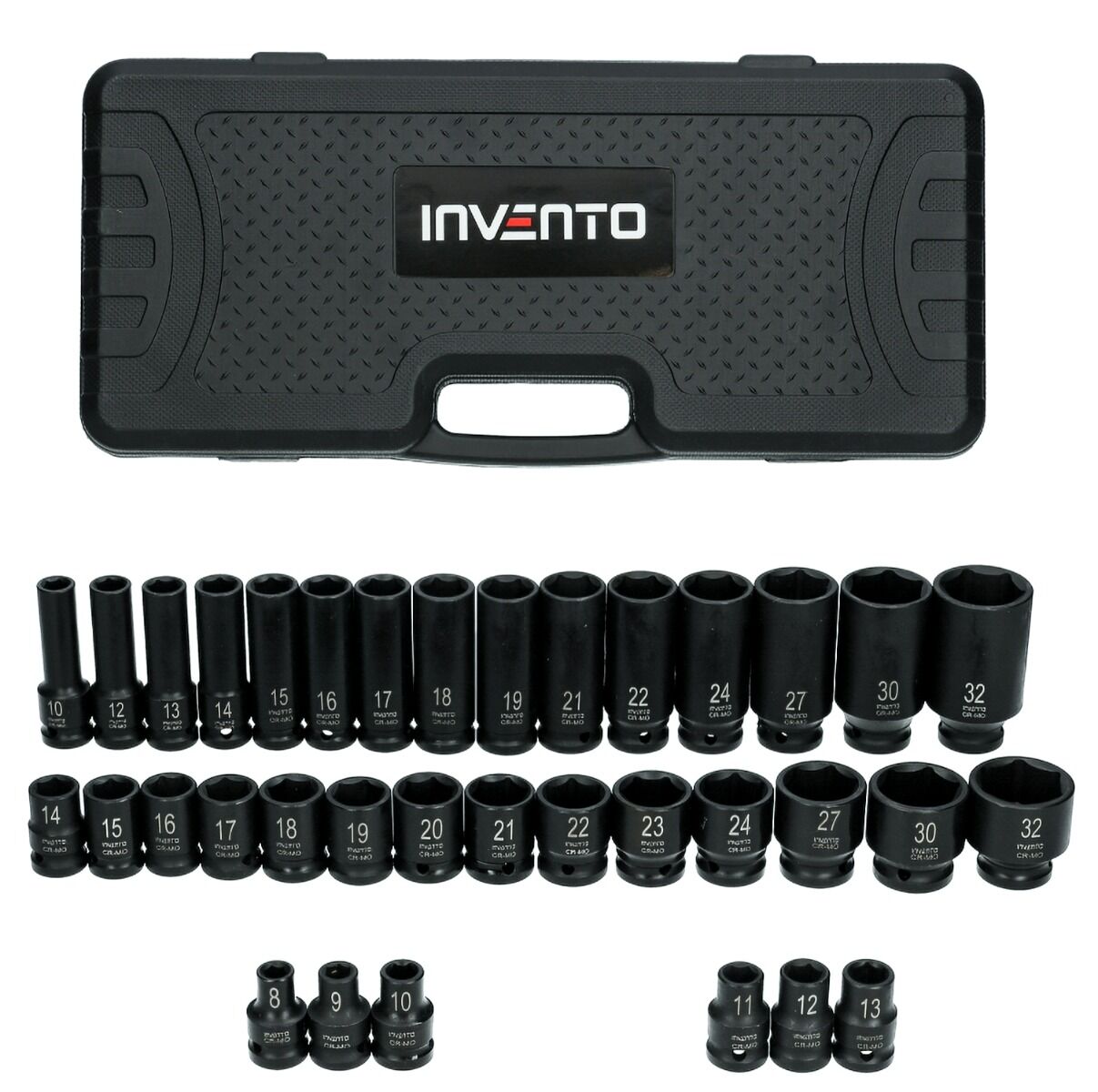INVENTO sada rázových hlavíc 1/2" – krátke a dlhé, 35 ks