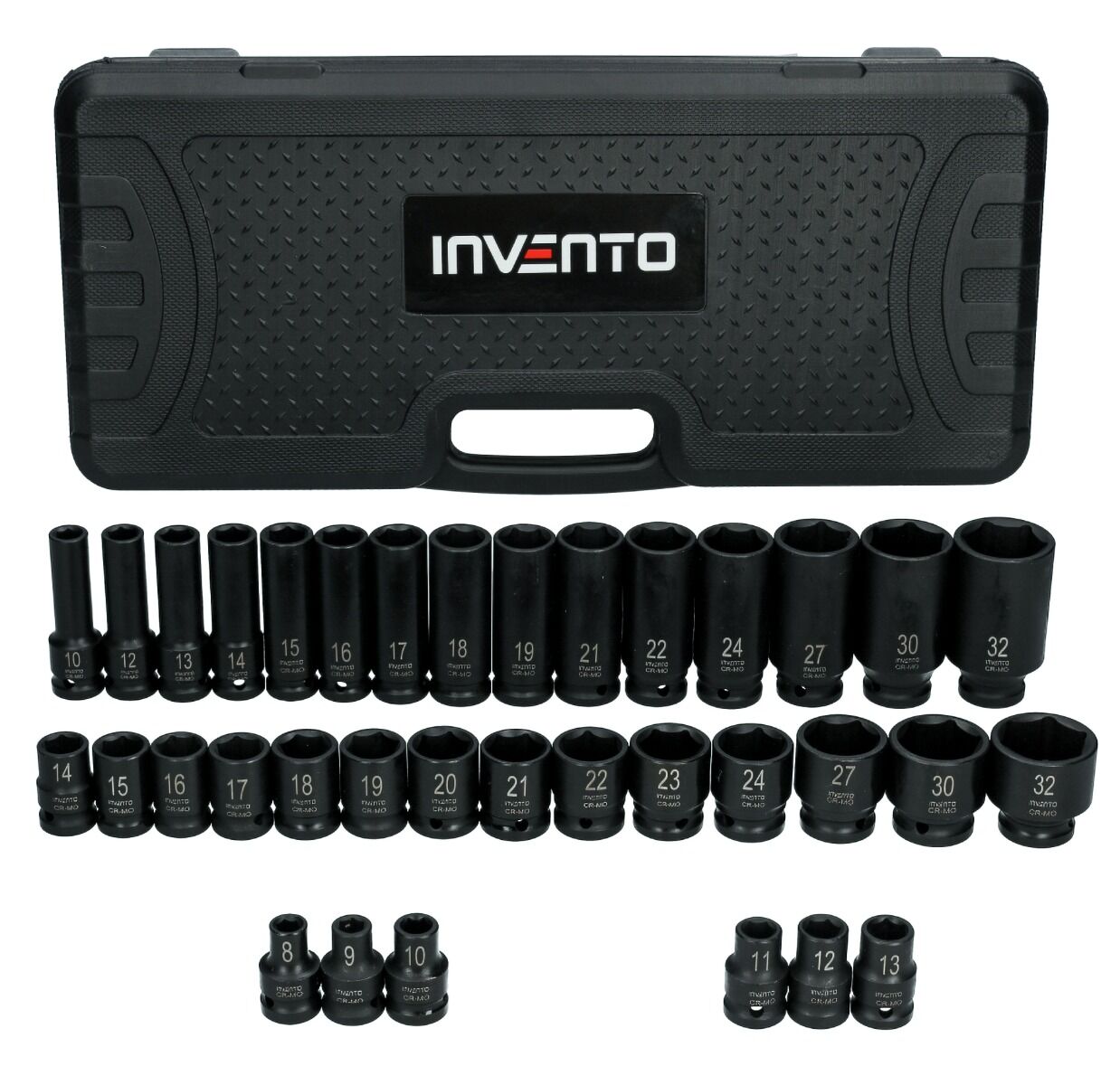 INVENTO sada rázových hlavíc 1/2" – krátke a dlhé, 35 ks