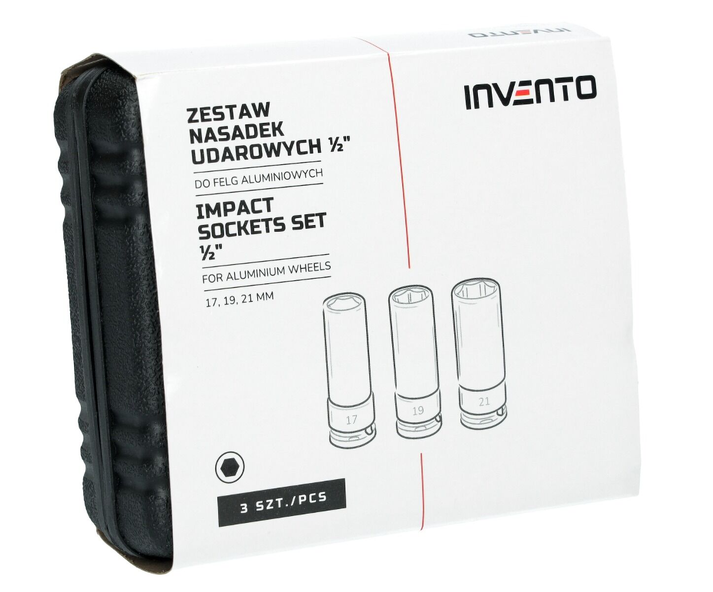 INVENTO sada rázových hlavíc na ALU disky 1/2" – 17, 19, 21 mm