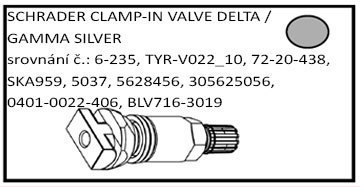 Ferdus TPMS ventil 8 – kovový ventil Schrader Gen Delta/Gamma