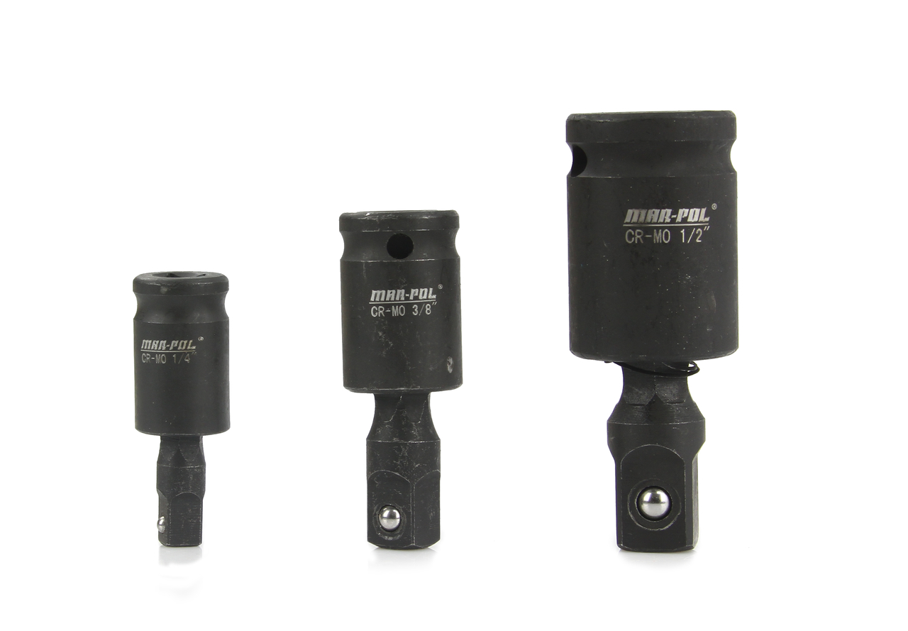 MARPOL Sada rázových kĺbových adaptérov 1/4", 3/8", 1/2"