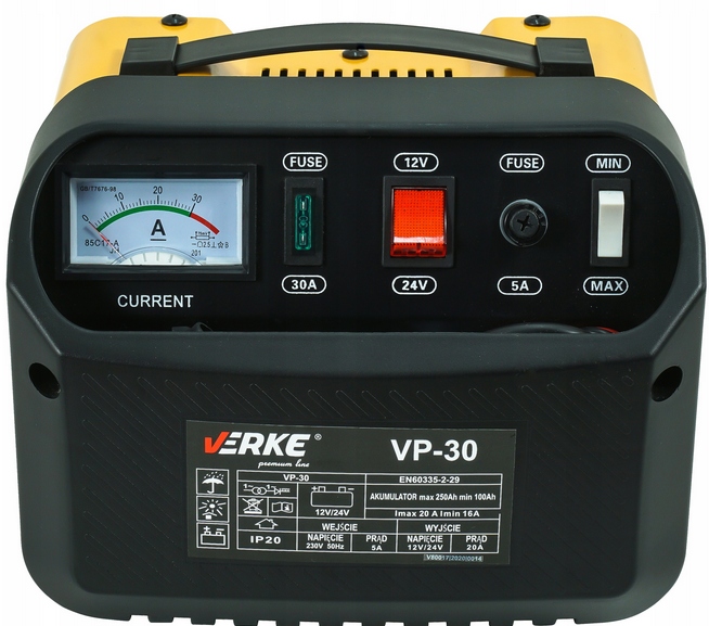 Verke VP-30 – autonabíjačka 12/24 V s ampérmetrom (20 A)
